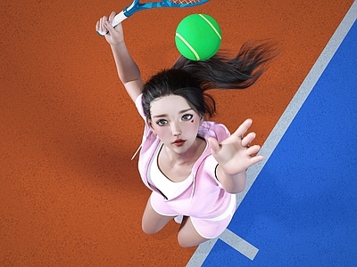 现代网球人物美女运动女孩
