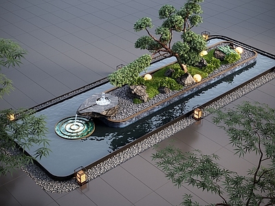 现代水景 现代水景观 跌水 叠水 庭院水景 喷泉