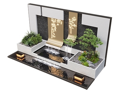 水景 现代庭院水景 水景墙 叠水 鱼池