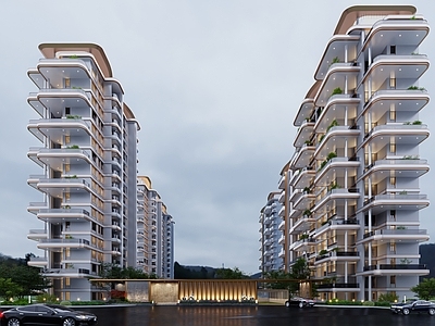现代高层住宅 现代小区住宅 小区入口大门