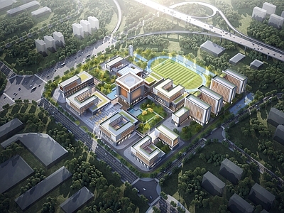 现代简约学校建筑 现代校园 职业学校 技师学院 大学 学校规划