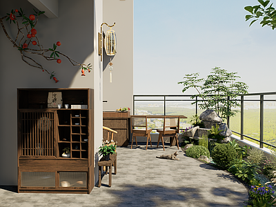 禅意屋顶花园 空中花园 田园风 假山流水