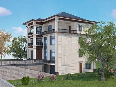 新中式中式艺术风格建筑 农村自建房