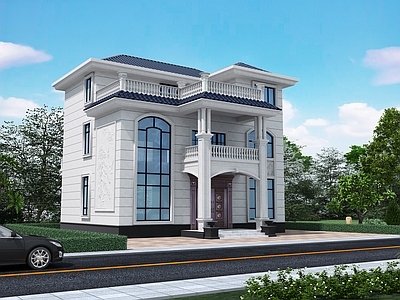欧式新中式艺术风格建筑 农村自建房