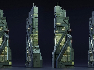 现代艺术风格建筑 赛博朋克城市建筑 未来科幻建筑 赛博朋克风格街道 外星建筑城市 赛博朋克建筑构件