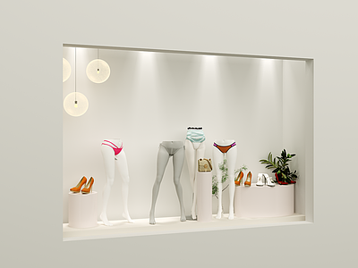 现代服装店 女装店 橱窗 店面 展示