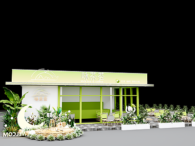 现代其他餐饮空间 咖啡店 路边 打卡墙 外摆