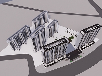 现代小区建筑 住宅小区