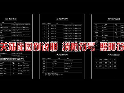 现代图例 开关插座 灯具照明 给排水 综合设计图例 施工图