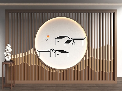 中式屏风 江南水乡屏风 中式格栅隔断 建筑线条屏风 中式格栅背景墙 中式餐厅屏风
