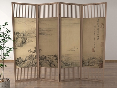 新中式屏风 新中式屏风 屏风隔断 可折叠屏风