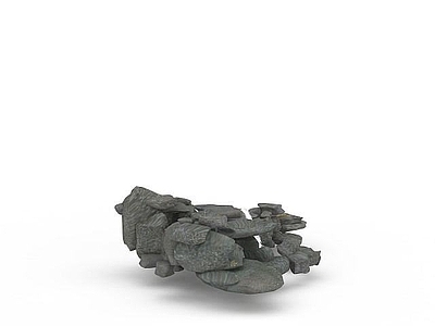 现代其他景观小品 假山石瀑布