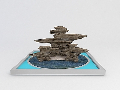 现代其他景观小品 假山喷泉景观