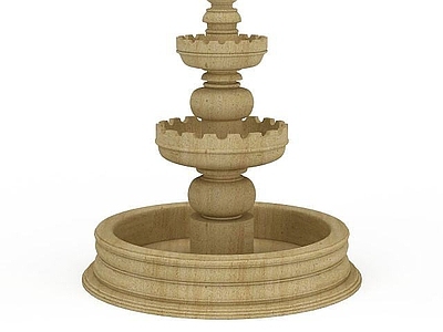 现代其他景观小品 圆形石雕喷泉