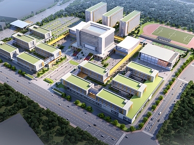 现代简约学校建筑 技师学院 现代职业学院 大学 高等院校
