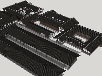 中式古建筑 古城 古建筑群