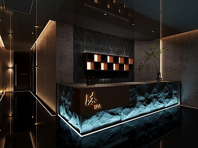 现代新中式足浴店 足疗店 按摩店 spa 美容店 足疗前台