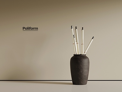 画具 宋式风画缸 卷轴 陶瓷缸