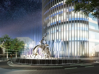 现代办公景观 商业中心 办公大楼 商业街景观