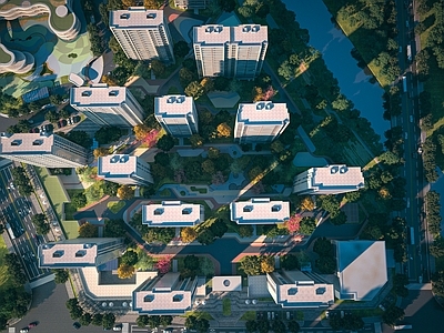 现代高层住宅 现代住宅 住宅景观 高层住宅 住宅鸟瞰
