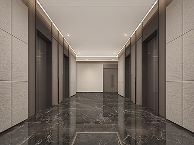 现代楼梯间 现代酒店电梯厅 现代办公电梯厅