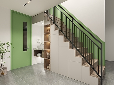现代楼梯间 楼梯柜 楼梯间