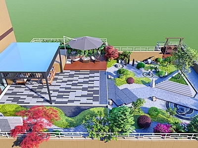 新中式现代屋顶花园 屋顶花园 设计 景观设计 绿化设计 公园设计