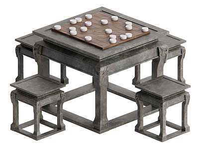 中式其他小品 棋牌桌 石桌椅