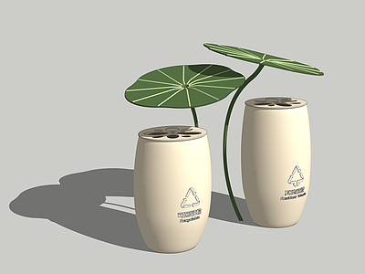 现代其他小品 景观小品 异形垃圾桶 湿地植物 藕 荷叶