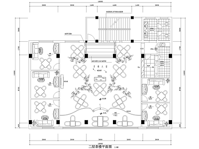 茶馆 三层茶室茶吧会所 茶楼 屋顶花园 散座卡座大堂包间 施工图