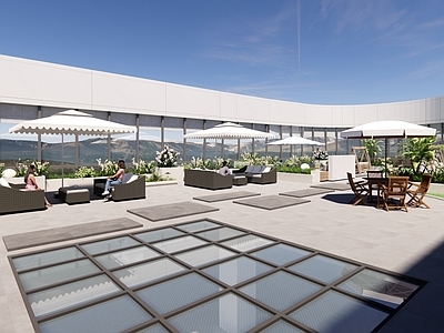现代办公景观 花园办公 办公休闲 屋顶花园