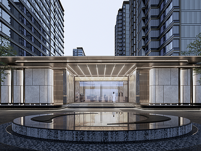现代小区建筑 社区主入口门头 小区大门 现代小区入口大门 示范区大门 售楼处入口