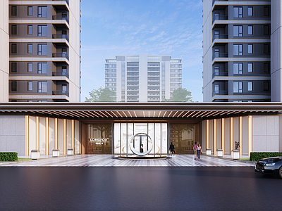 现代小区建筑 小区大门 社区主入口门头 现代小区入口大门 示范区大门 售楼处入口