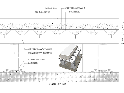 地台节点 钢架地台 施工图