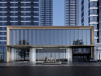 现代售楼处建筑 现代售楼处建筑 现代示范区 售楼处展厅 现代方形售楼处 方形售楼处