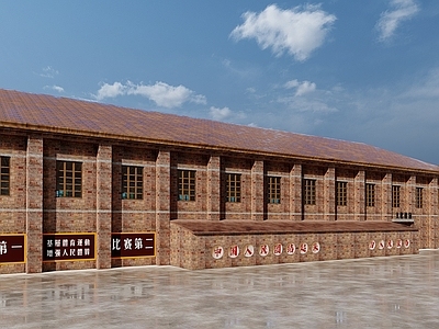 复古中式古建筑 60年代红色建筑 中式复古文化礼堂 红砖房 怀旧建筑
