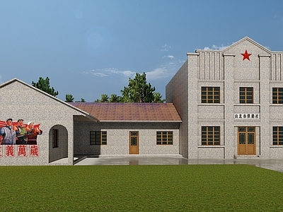 中式复古古建筑 复古中式古建筑 60年代红色建筑 中式复古文化礼 怀旧建筑 供销社