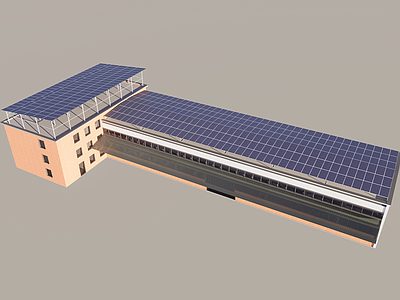 现代其他公共建筑 光伏建筑 现代光伏加建建筑 光伏板建筑