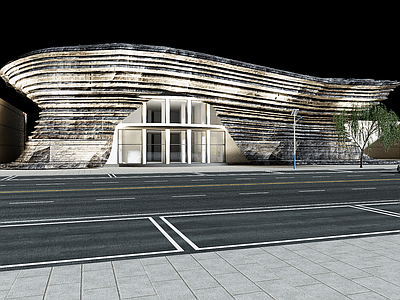 现代艺术风格建筑 建筑设计 建筑外观 曲线设计 原石设计