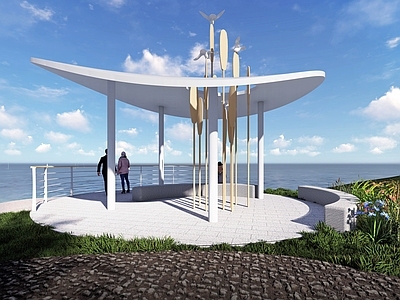 现代其他景观小建筑 海岛 船桨 观景台 贝壳 瞭望