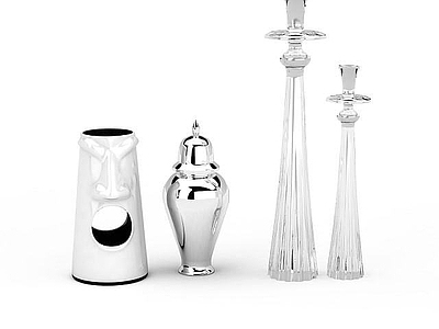 现代其他电器 白色烛台饰品