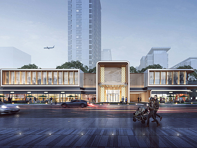 现代售楼处建筑 现代售楼处建筑 现代示范区 现代轻奢售楼处 商业街建筑 现代社区大门