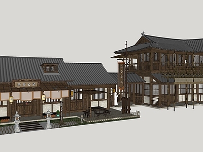 中式古建筑 特色茶铺 清明上河图 茶坊