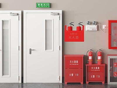现代其他门 消防门 消防器材 灭火器 消防栓