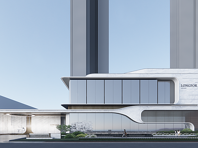 现代售楼处建筑 现代售楼处建筑 现代示范区 现代轻奢售楼处 现代社区大门 现代小区入口大门
