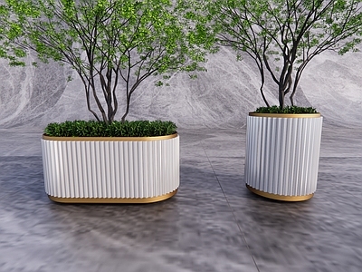 现代轻奢其他小品 花箱 户外花箱 圆形花箱