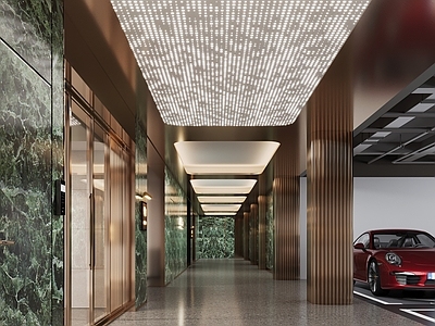 现代室内停车场 停车场 车库 入户大堂