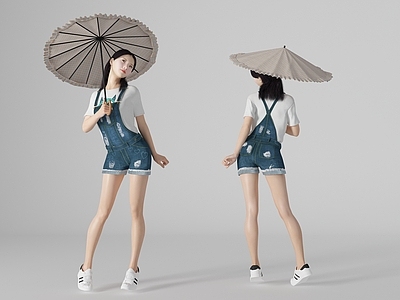 现代打伞美女人物