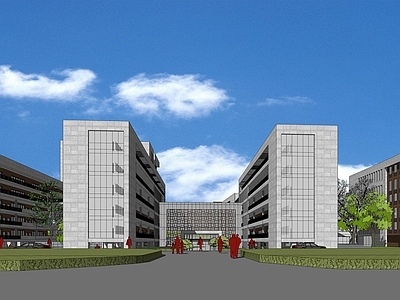现代学校建筑 教学楼学校 中学