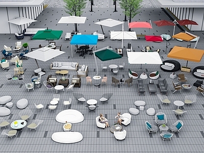 现代遮阳伞 伞座 遮阳伞 商业外摆 桌椅组合